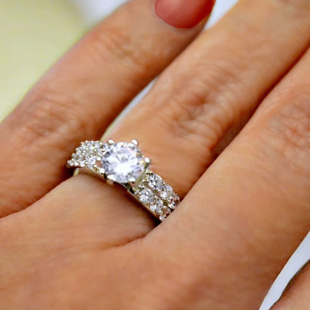 Wedding Ring AAA-CZ diamond simulant 925 sterling